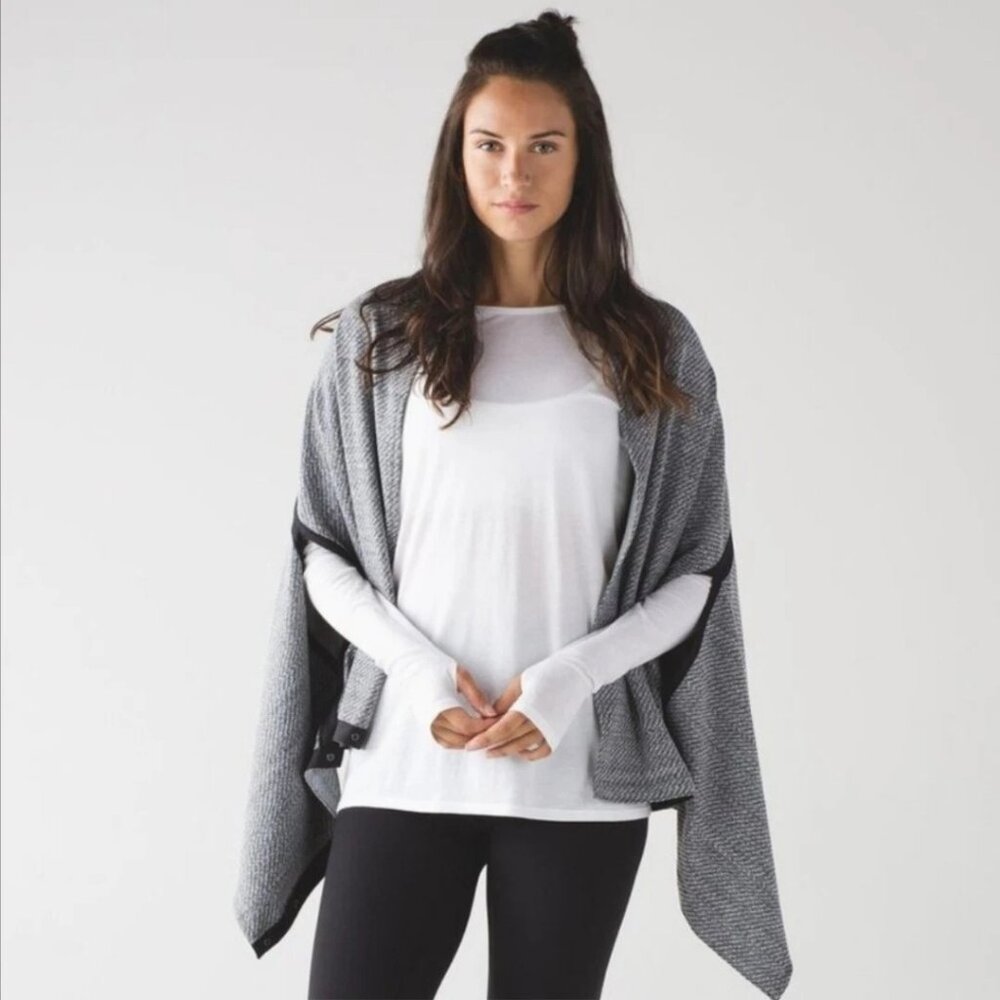 Lululemon Vinyasa Scarf Wrap Scarf Hazy Heather Heathered White Heathered Black